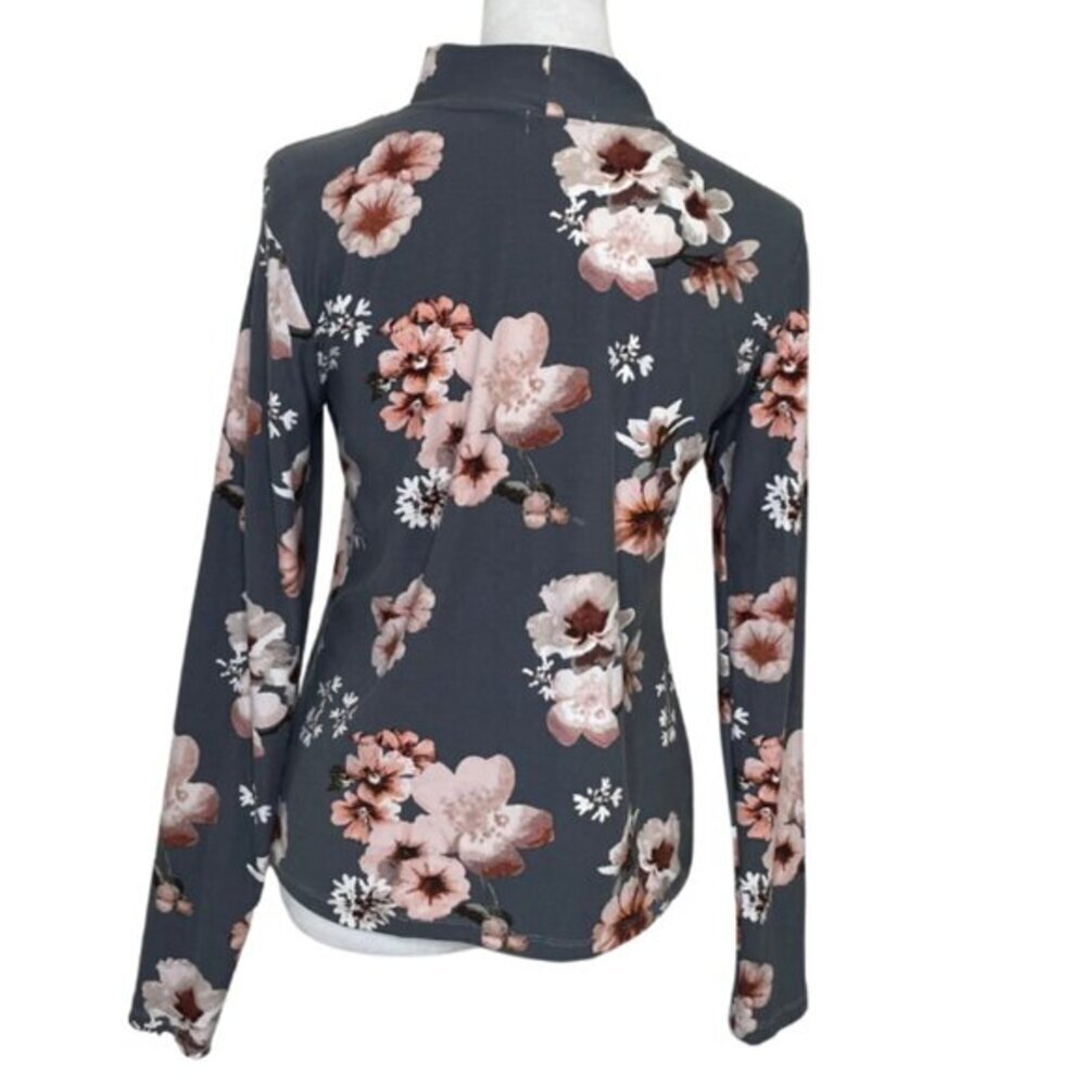 J For Justify Goth Grunge Floral Chest Cutout Mock Neck Top L - Picture 3 of 7